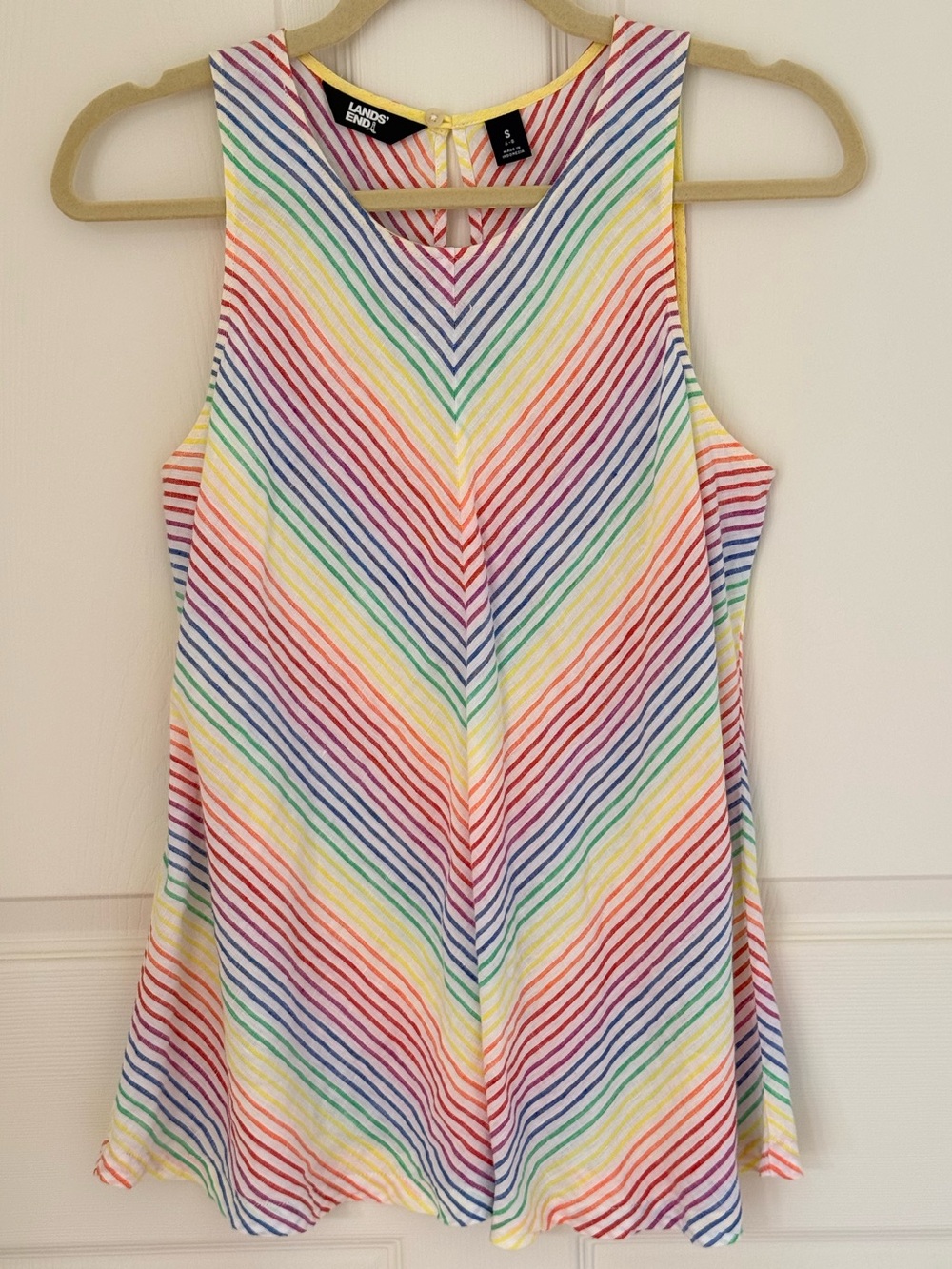 Lands' End Rainbow Chevron Sleeveless Tunic Tank Top - Multicolor Size Small